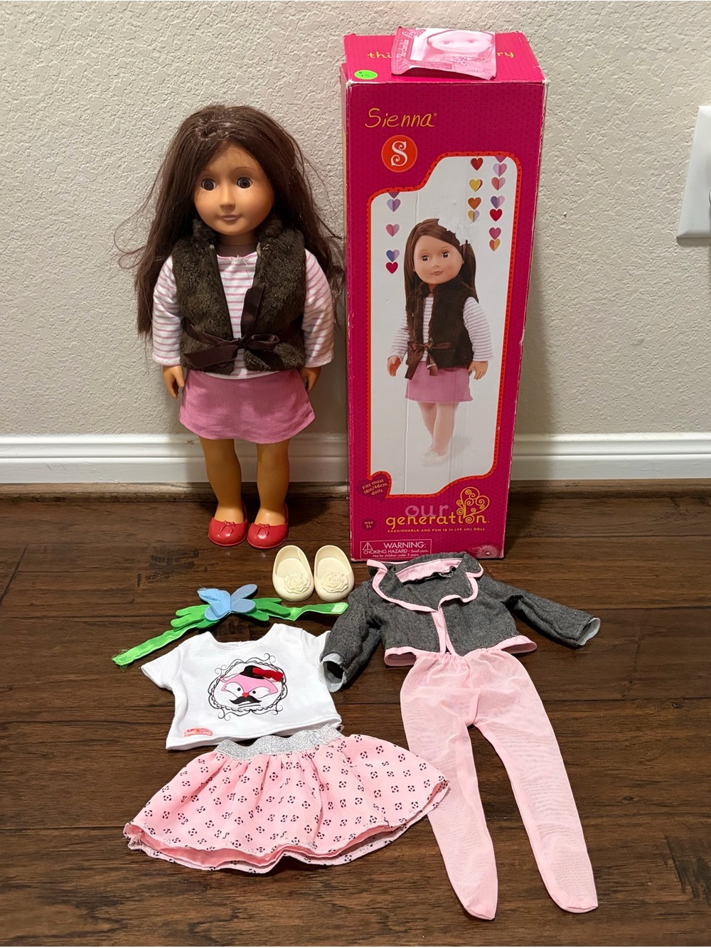 Sienna 18-inch Fashion Doll with Pink Outfit and Brown Vest - Our Generation